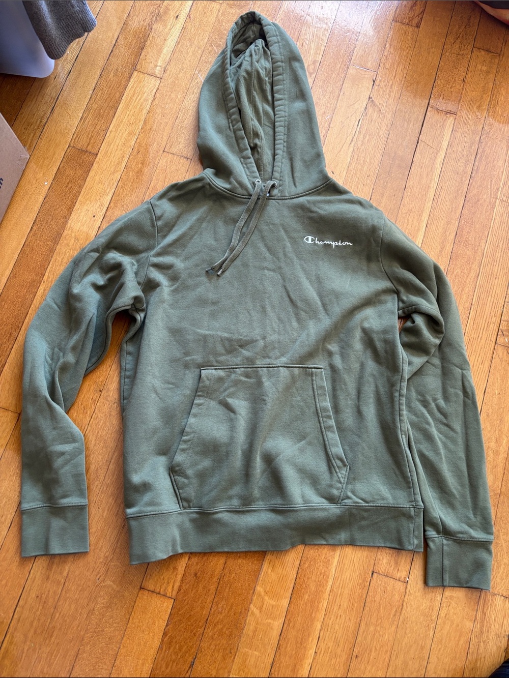 Champion Olive Green Pullover Hoodie with Chest Logo